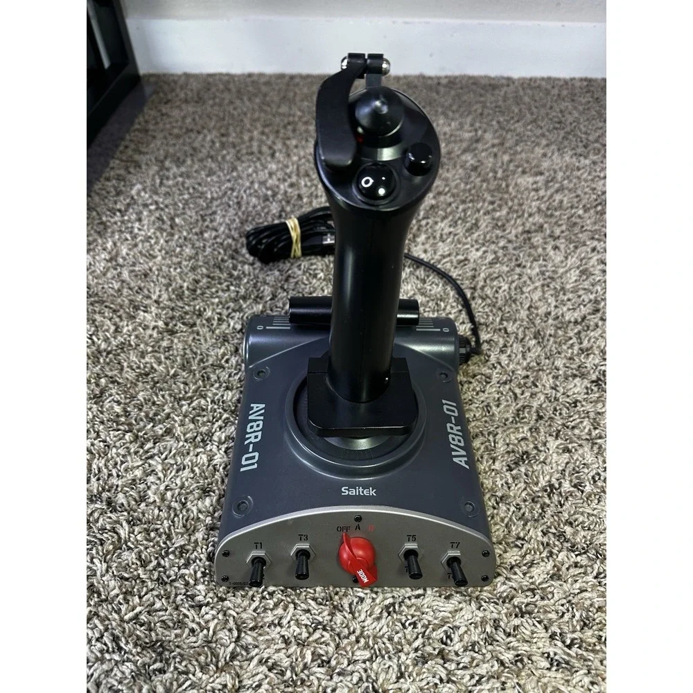 Saitek AV8R-01 USB Joystick PC Dual Throttle Flight Sim Stick Control Open Box